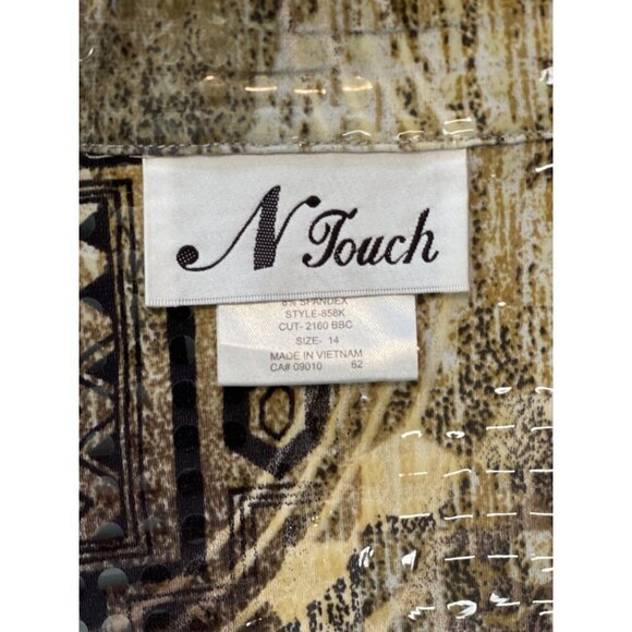 N TOUCH Women's Clear Sequin Zippered Jacket Top Size 14 Multicolor Abstract EUC - Picture 8 of 14